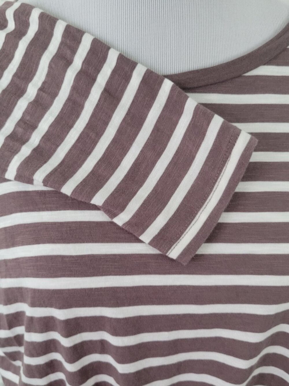 Maurices 24/7 XL Brown White Striped Tee Womens‎ Long Sleeve Knot Hem STR72E - Picture 5 of 10
